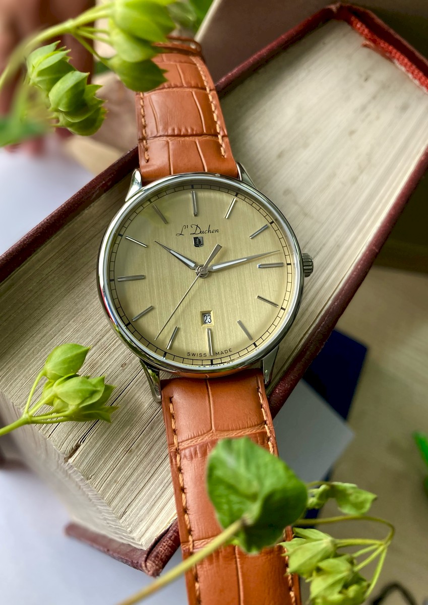 Мужские часы L`Duchen Vintage D 821.15.34, механизм кварцевый, циферблат бежевый, браслет кожа — Изображение 6